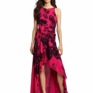 Pink and black floor length Halston dress